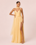 Johanna - Longue robe irisée jaune
