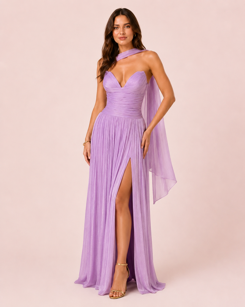 Johanna - Longue robe irisée lilas