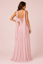 Johanna - Longue robe irisée rose poudré