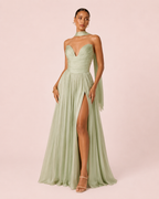 Johanna - Longue robe irisée vert sauge