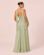 Johanna - Longue robe irisée vert sauge