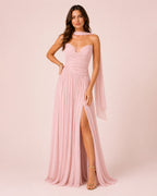 Johanna - Longue robe irisée rose poudré