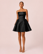 Juliette - Robe courte satinée noire
