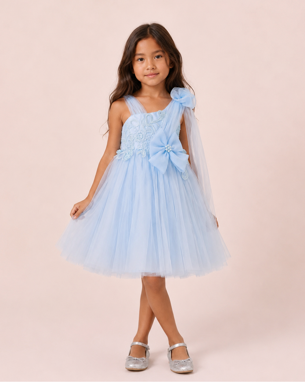Lila - Robe enfant bleu ciel