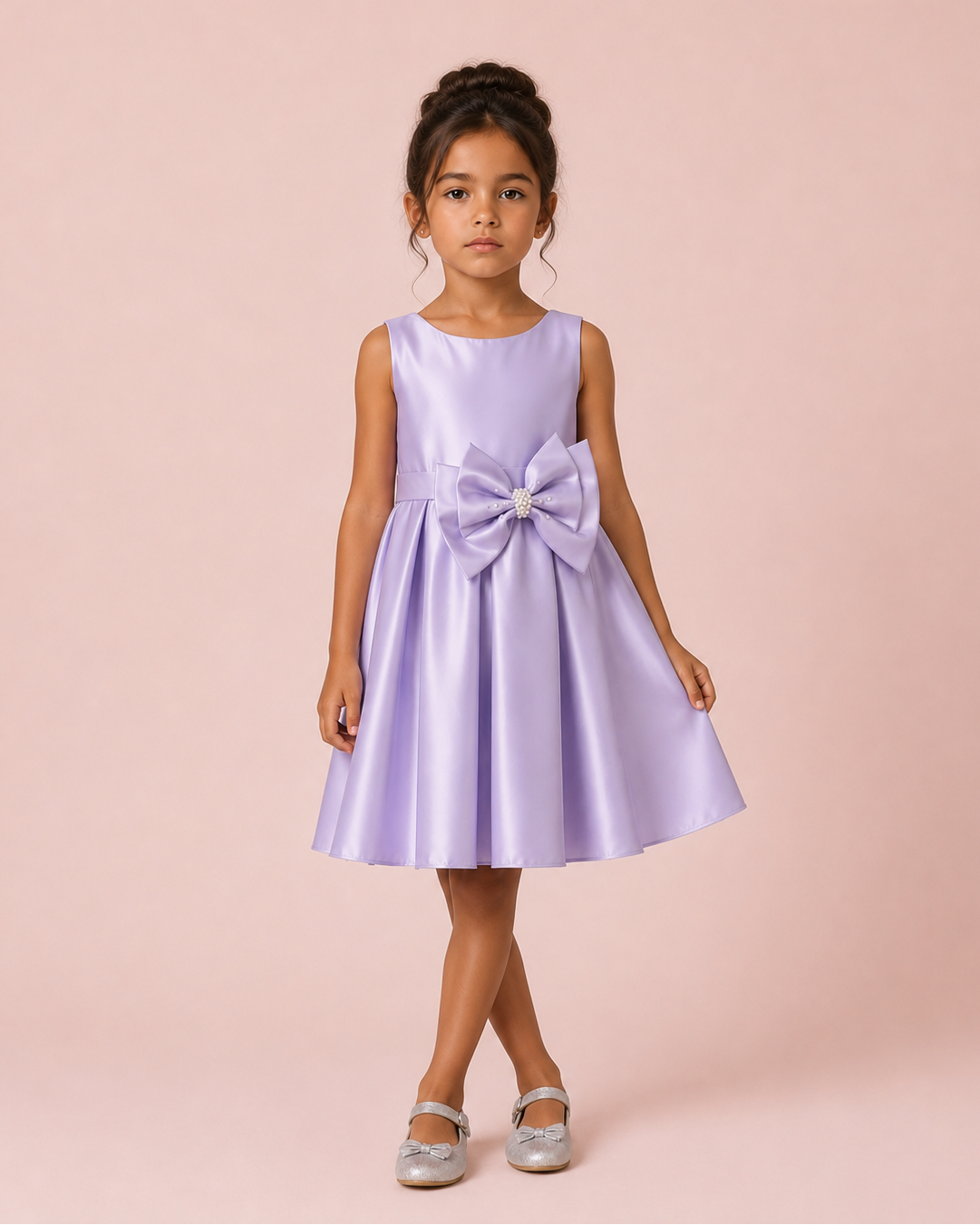 Lilirose - Robe enfant en satin lilas