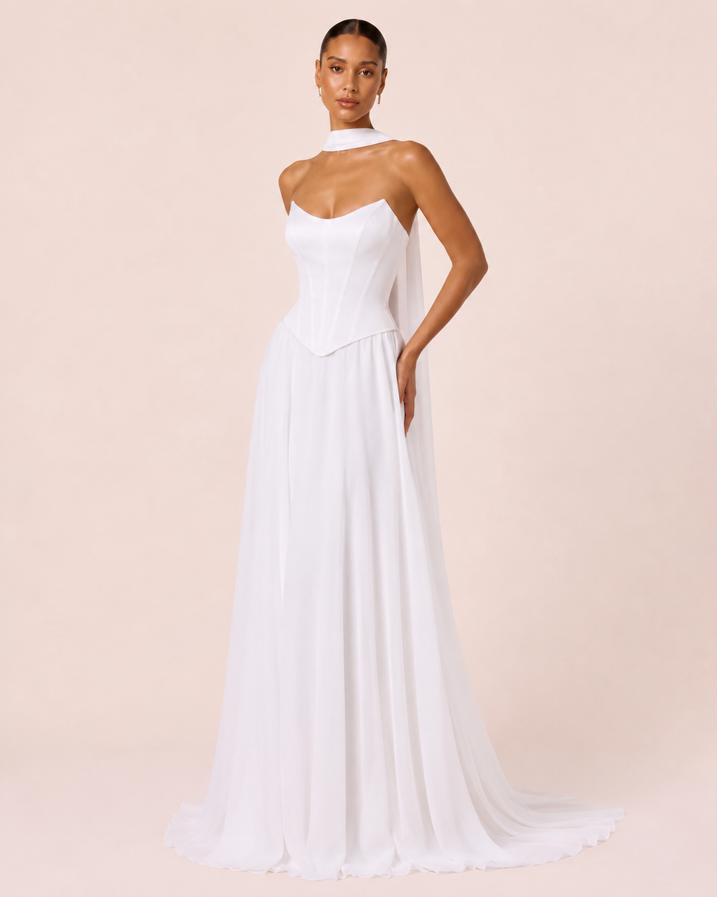 Lily - Longue robe corset jupe fluide