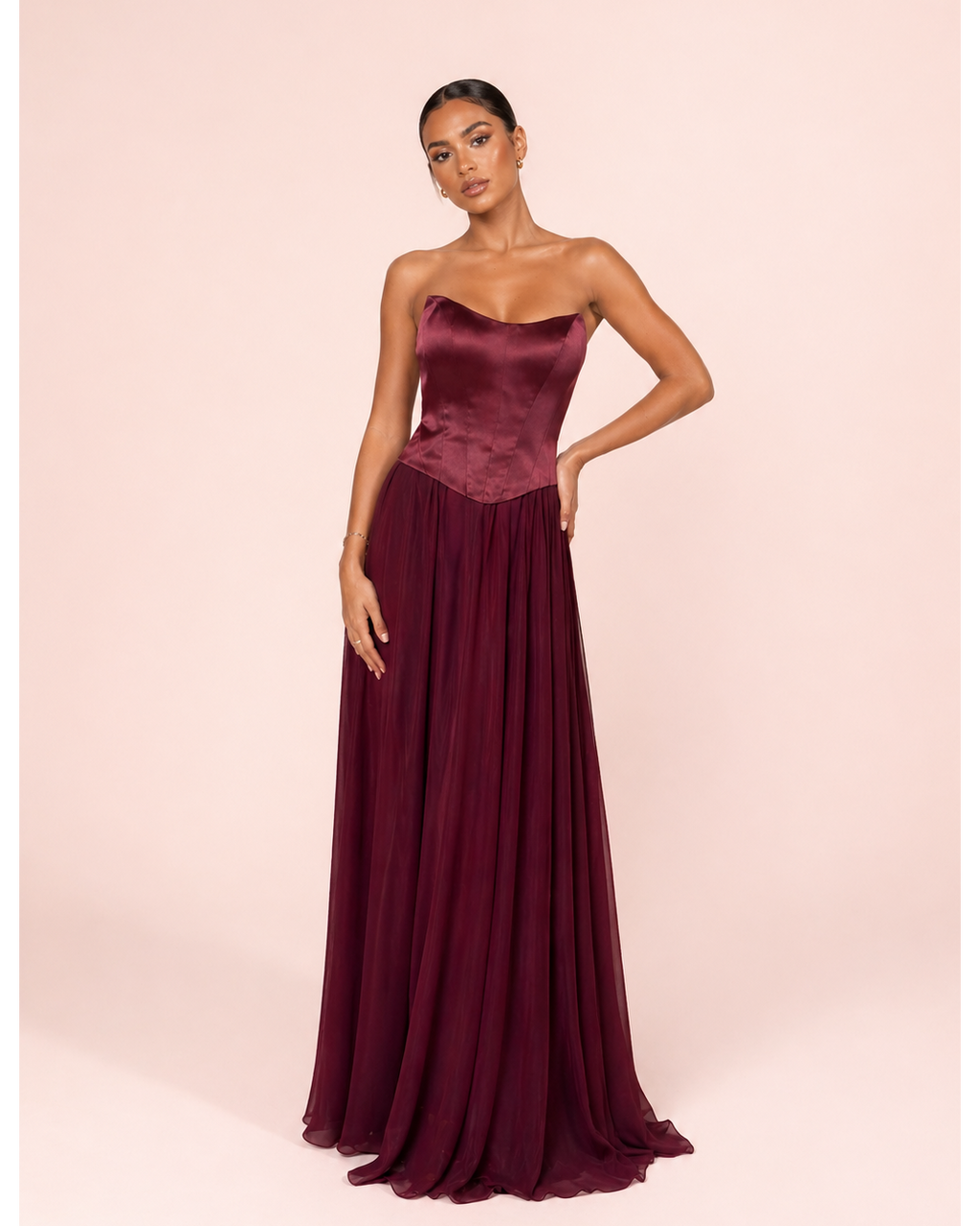 Lily - Longue robe corset jupe fluide