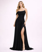 Ludivine - Longue robe satinée noire