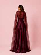Malia - Cape en mousseline bordeaux