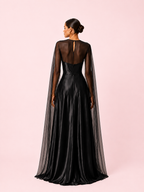 Malia - Cape en mousseline noire