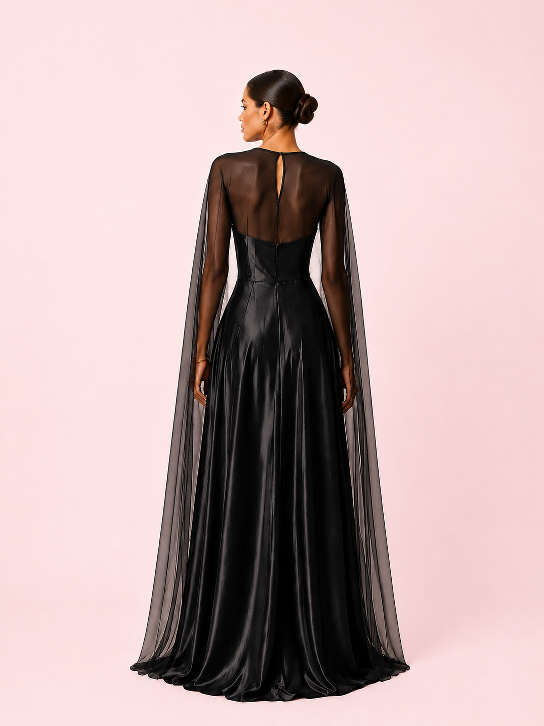 Malia - Cape en mousseline noire