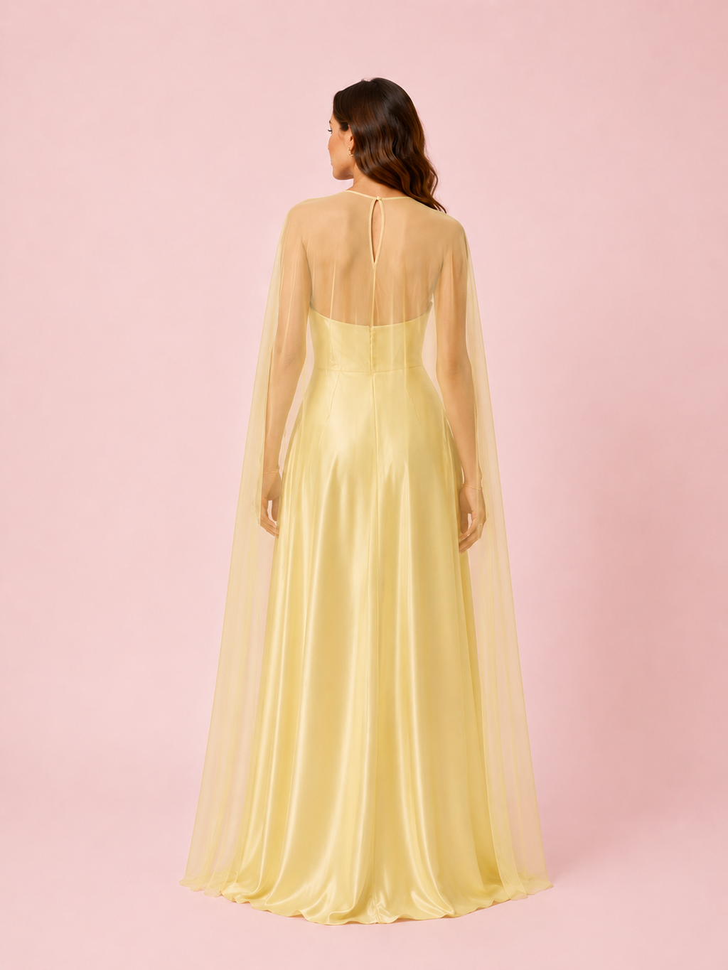 Malia - Cape en mousseline jaune pastel