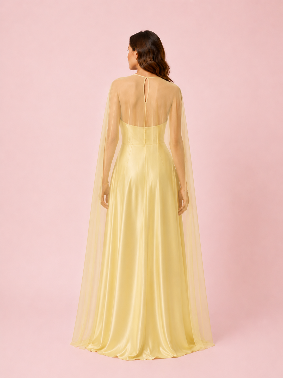 Malia - Cape en mousseline jaune pastel