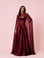 Malia - Cape en mousseline bordeaux