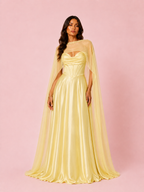 Malia - Cape en mousseline jaune pastel