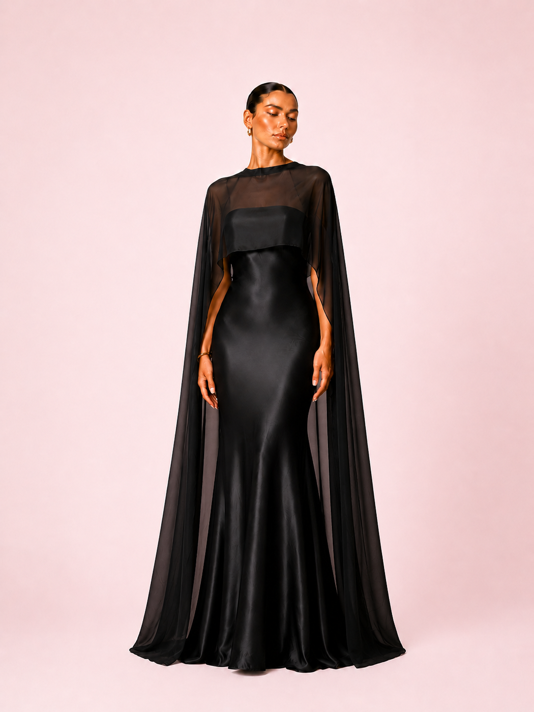 Malia - Cape en mousseline noire