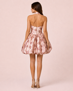Mariella - Robe courte en jacquard rose