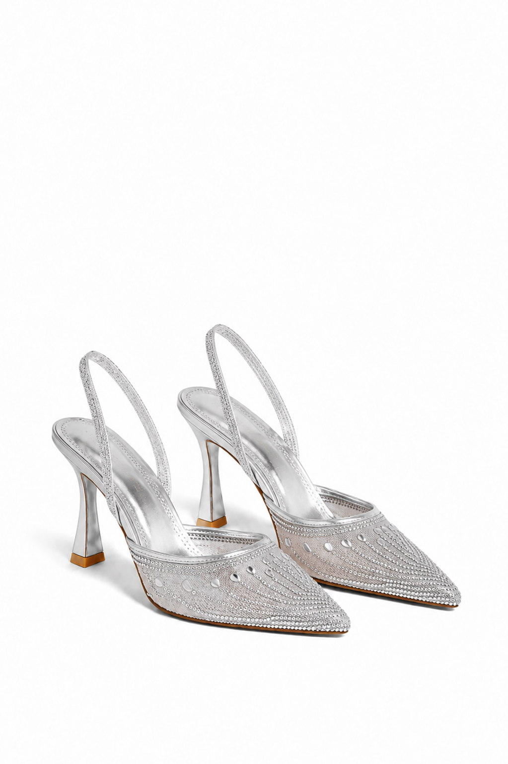 Marta - Talons argenté à strass