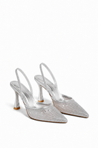 Marta - Talons argenté à strass