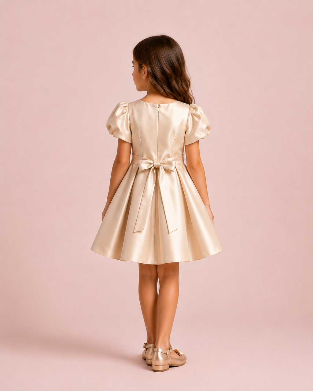 Maya - Robe enfant en satin champagne