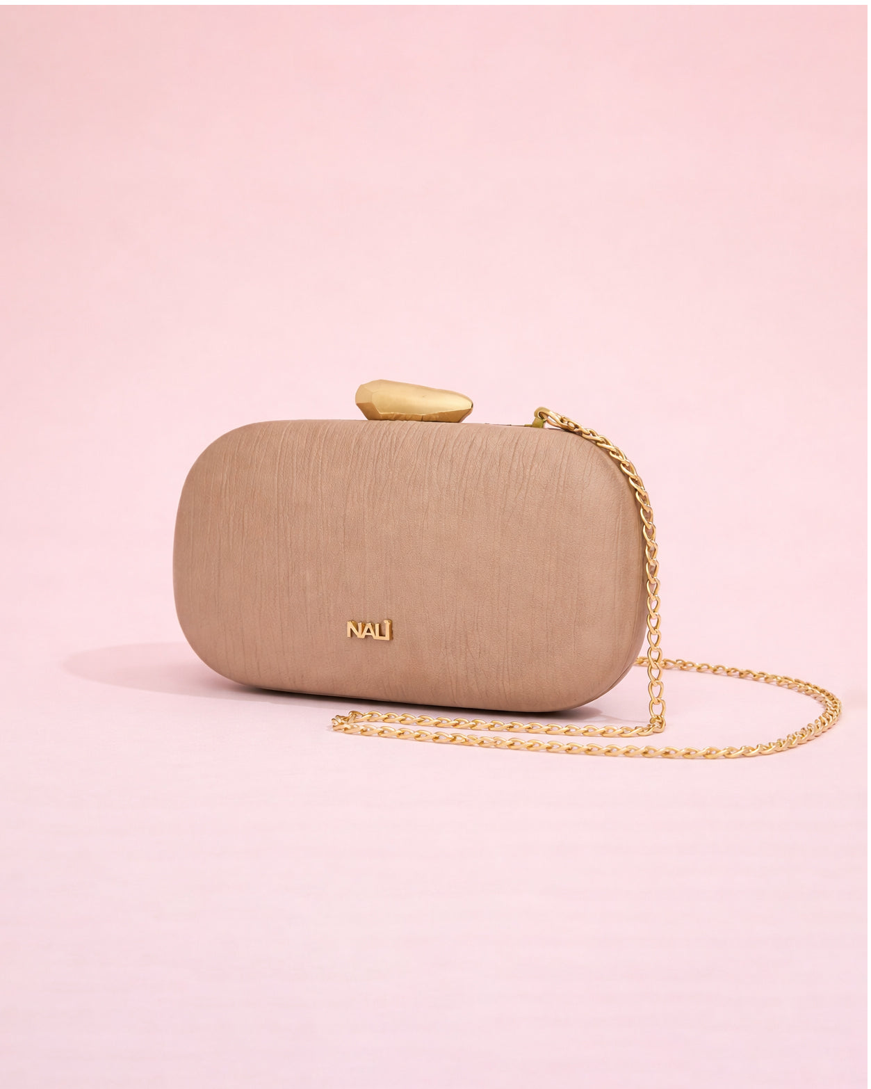 Nelly - Clutch satiné taupe