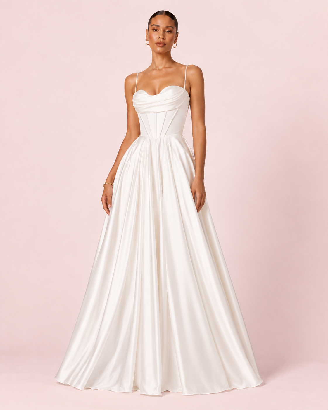 Noa - Robe corset en satin blanche