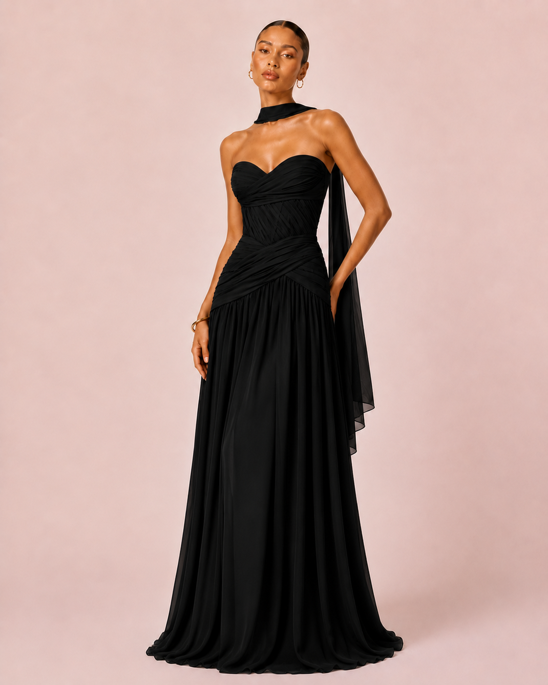 Oriane- Longue robe bustier noire