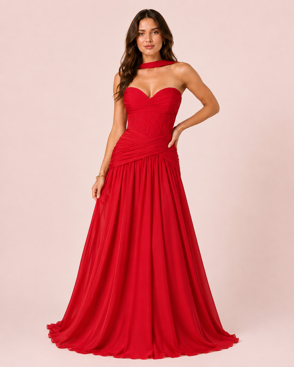 Oriane - Longue robe bustier rouge