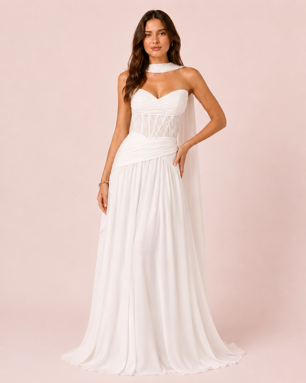 Oriane - Longue robe en mousseline fluide
