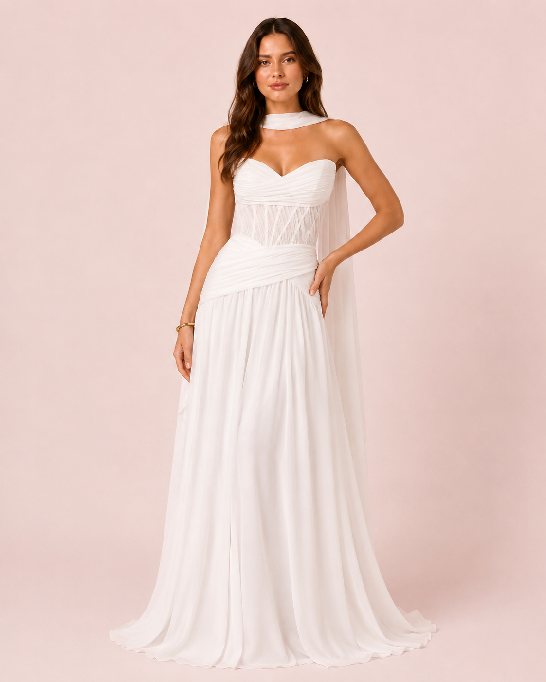 Oriane - Longue robe en mousseline fluide
