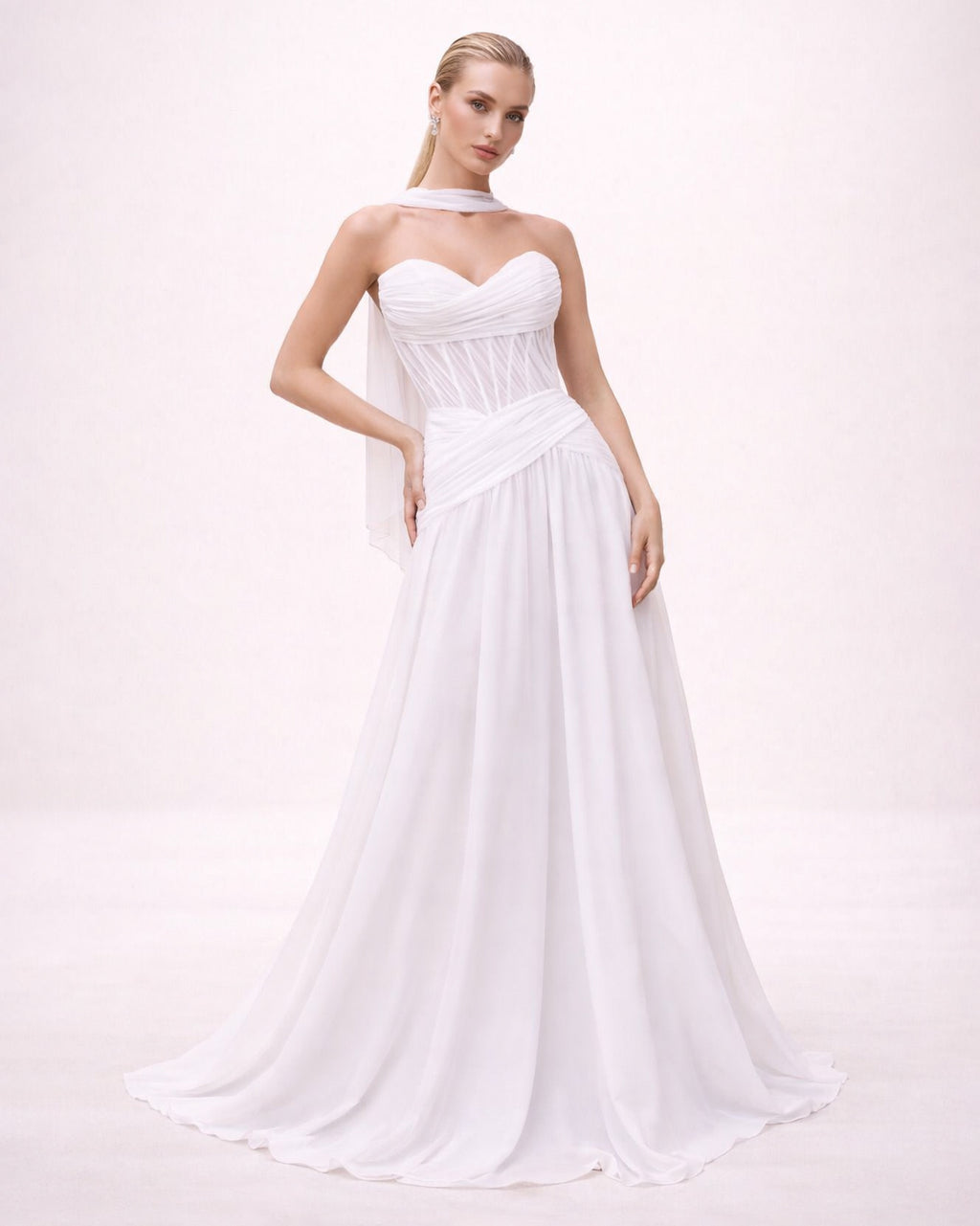 Oriane - Longue robe en mousseline fluide