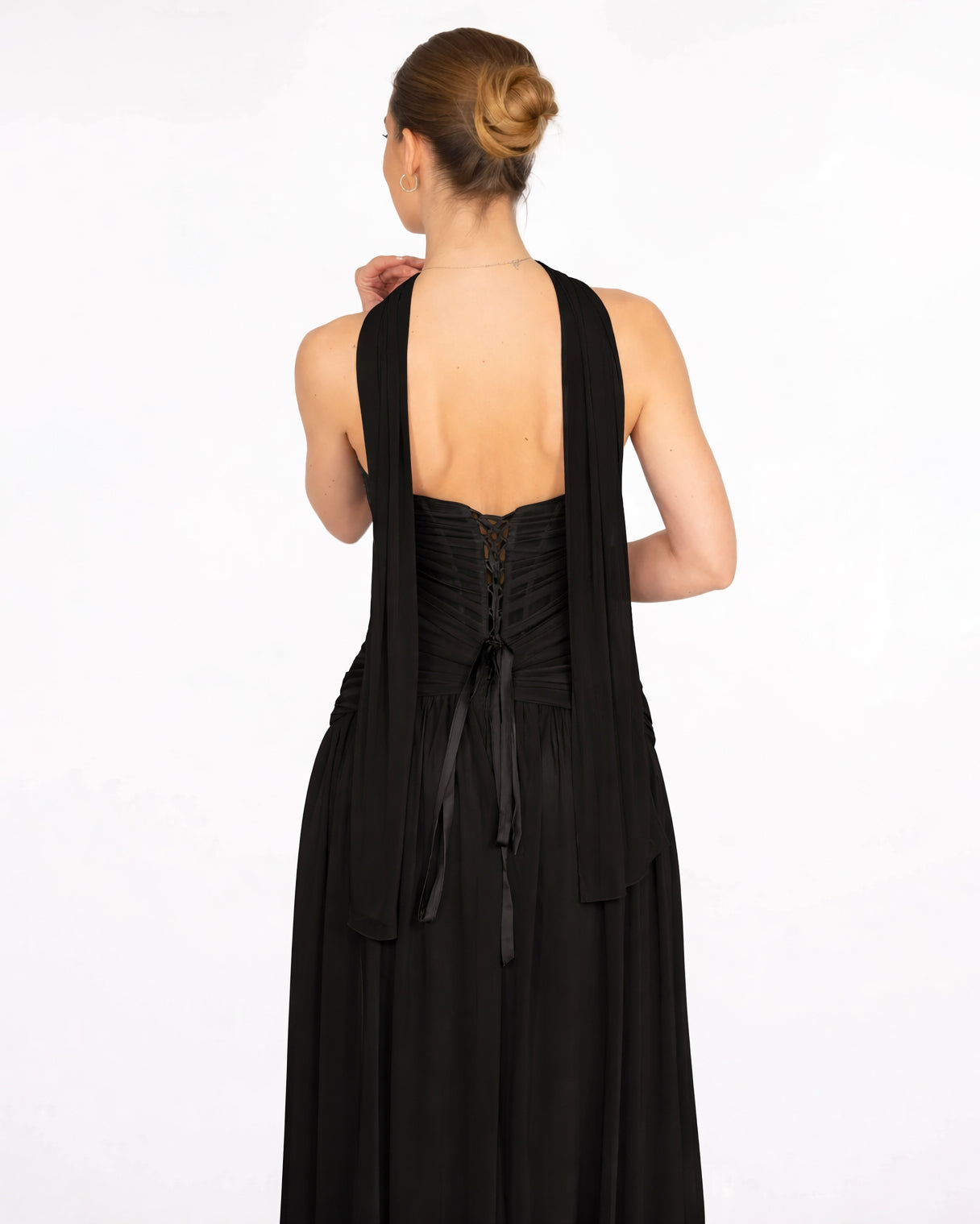 Oriane- Longue robe bustier noire