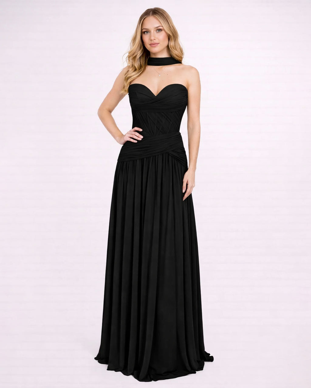 Oriane- Longue robe bustier noire