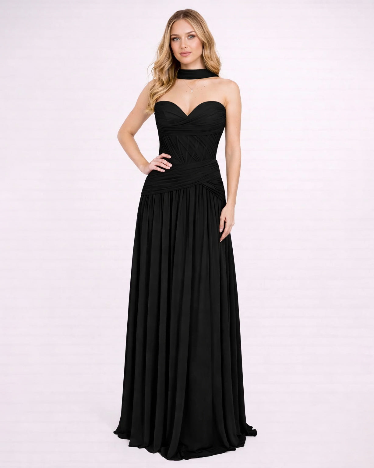 Oriane- Longue robe bustier noire