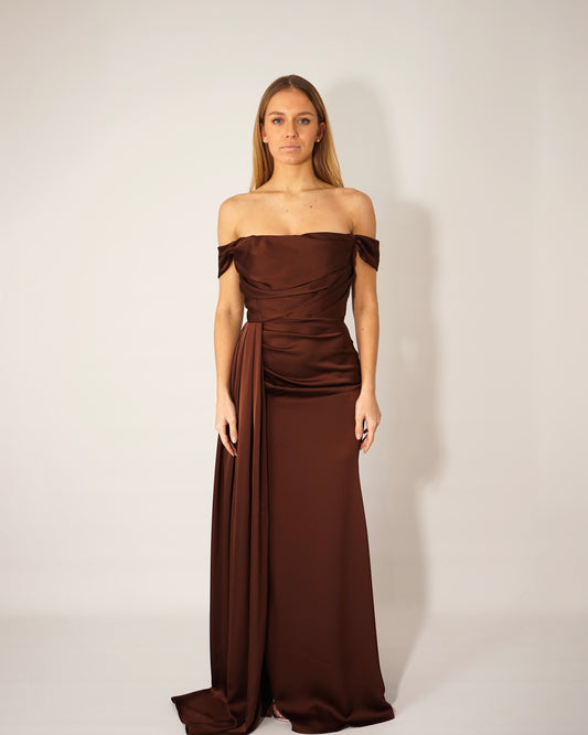 Brown Strapless Dress