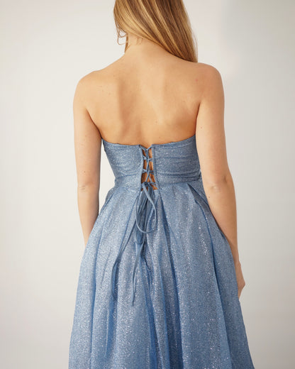 Robe Bustier Bleue Pailletée