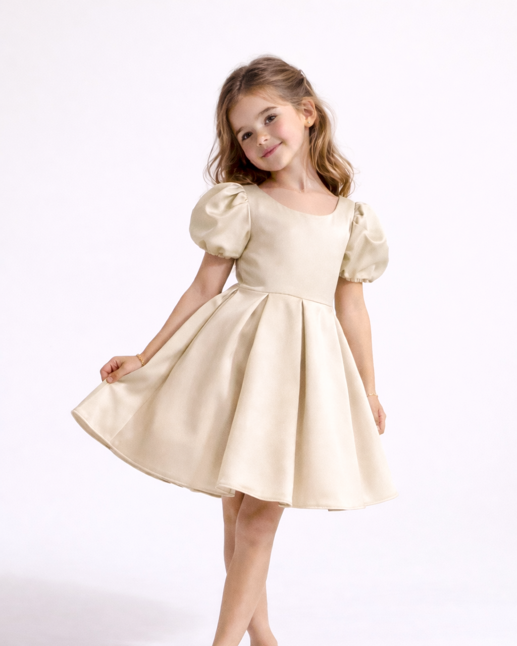 Maya - Robe enfant en satin champagne