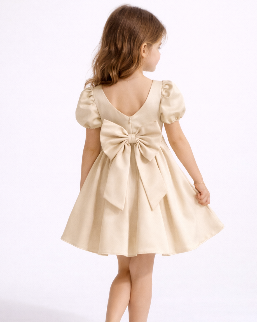 Maya - Robe enfant en satin champagne