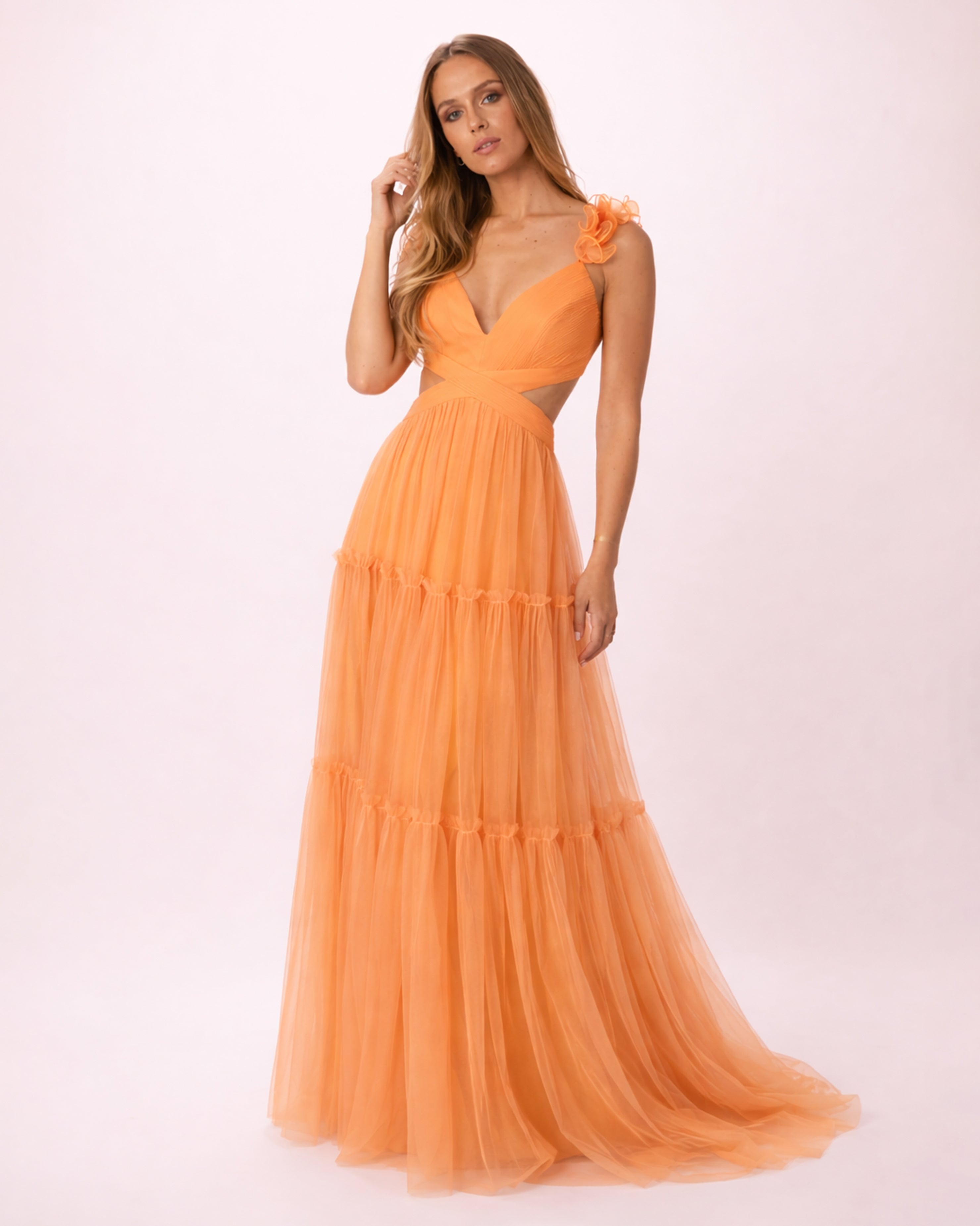 Robe en tulle orange