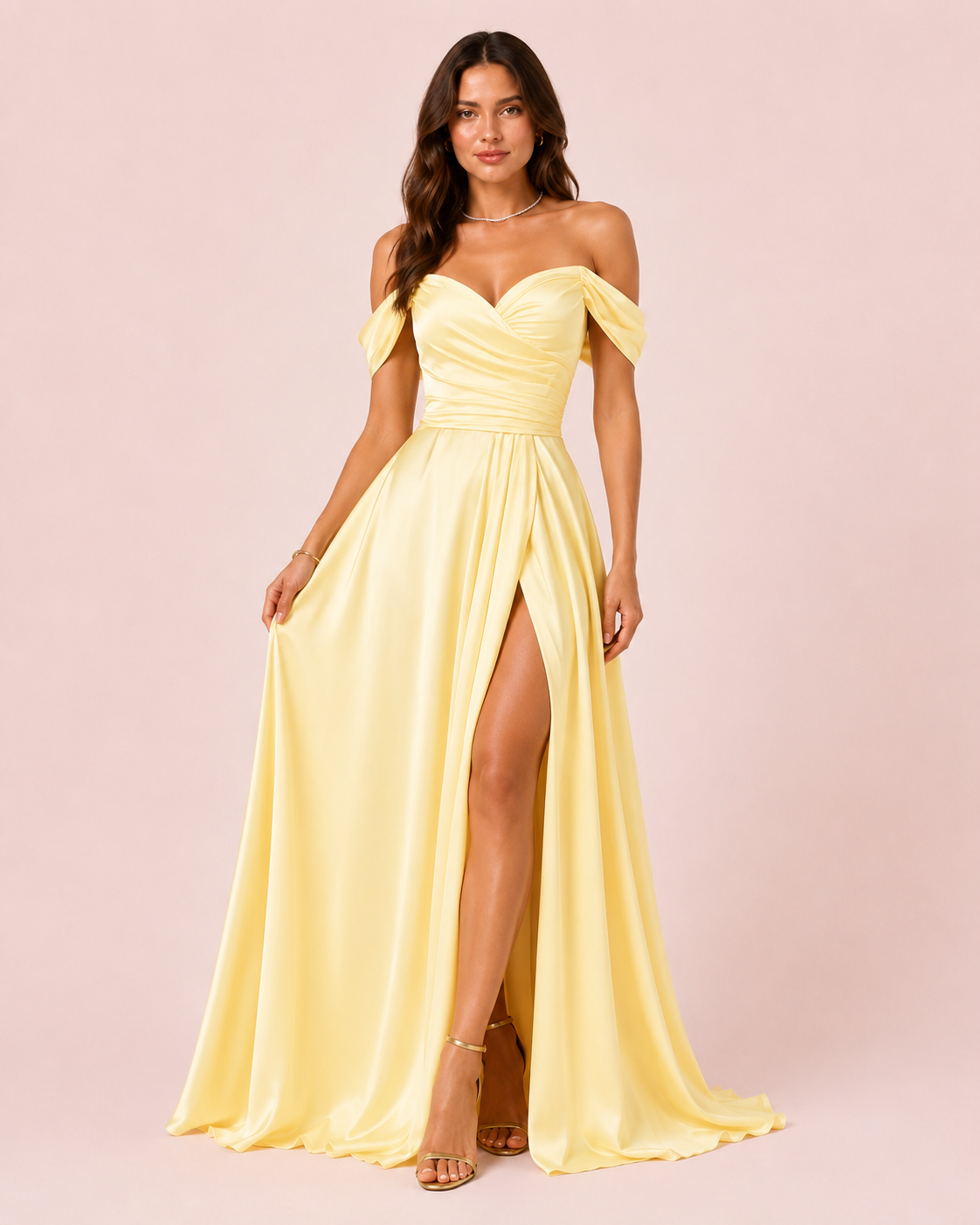 Romy - Robe à épaules dénudées jaune