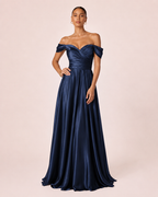 Romy - Robe à épaules dénudées bleu marine