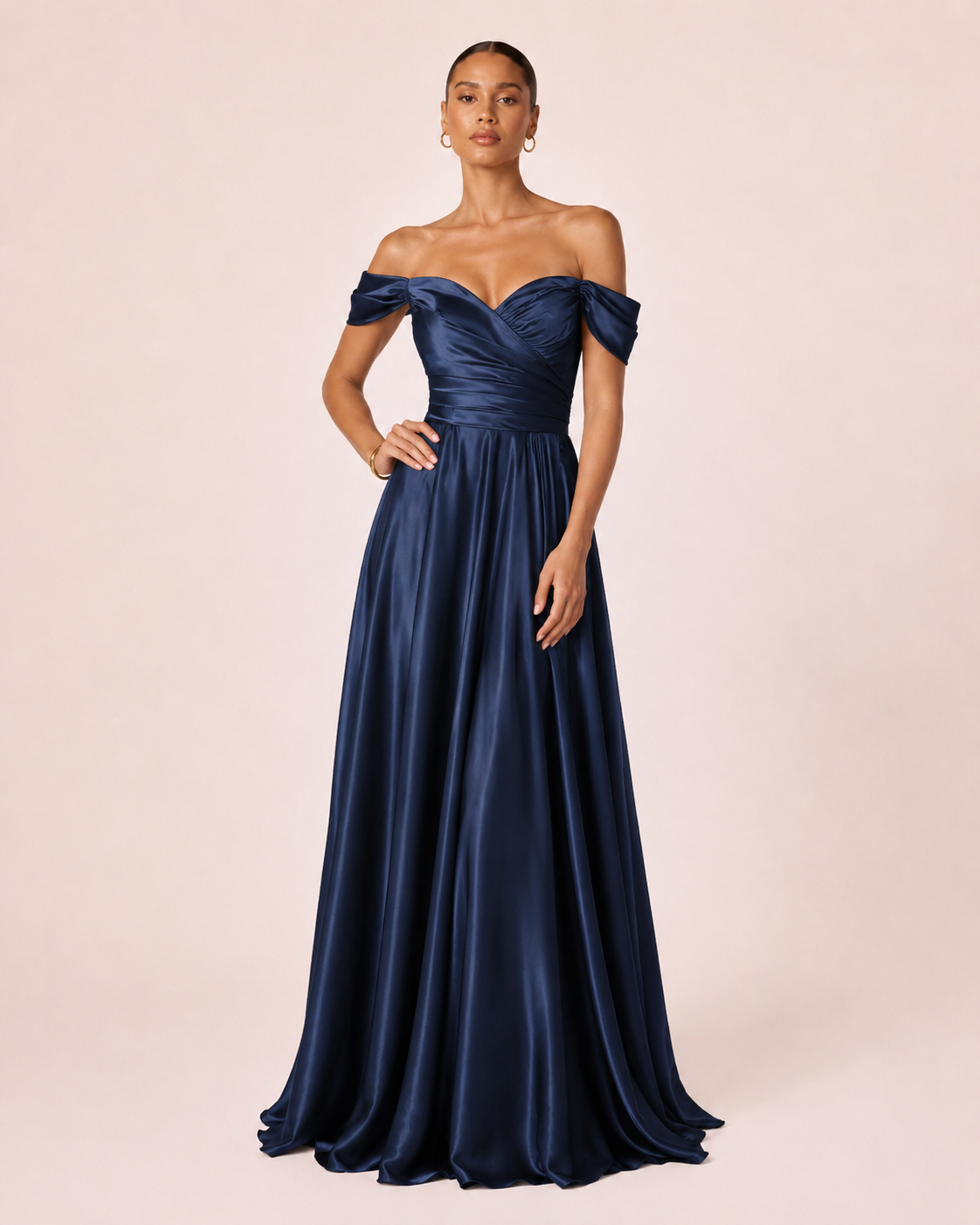 Romy - Robe à épaules dénudées bleu marine