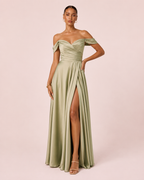 Romy - Robe à épaules dénudées vert sauge