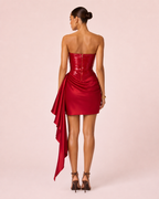 Stella - Robe courte à sequins rouge