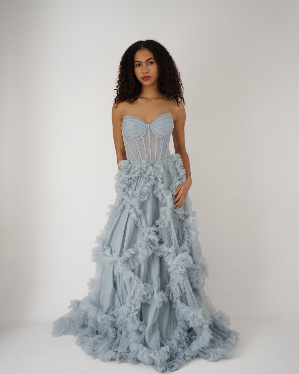 Longue Robe Corset Bleue