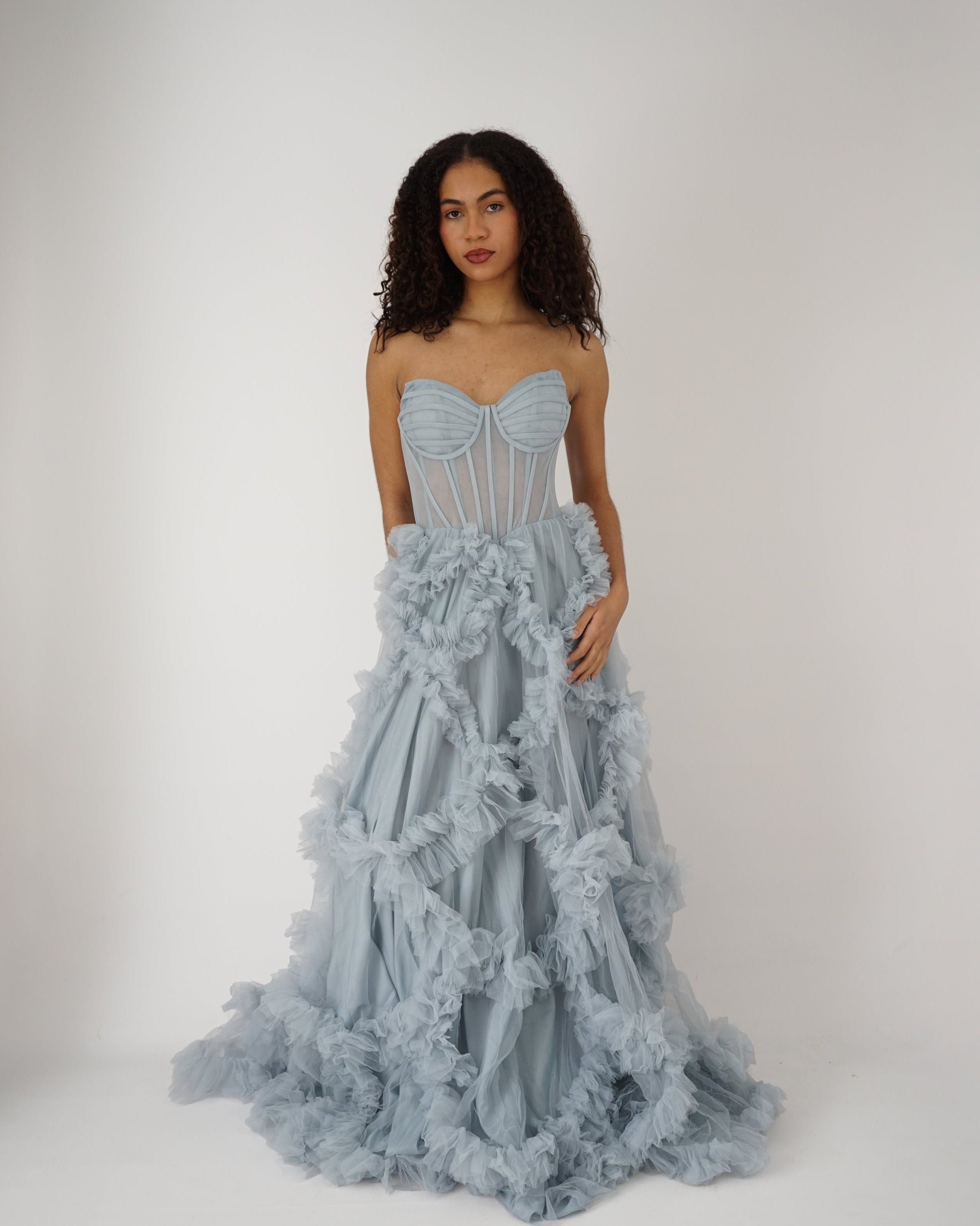 Longue Robe Corset Bleue