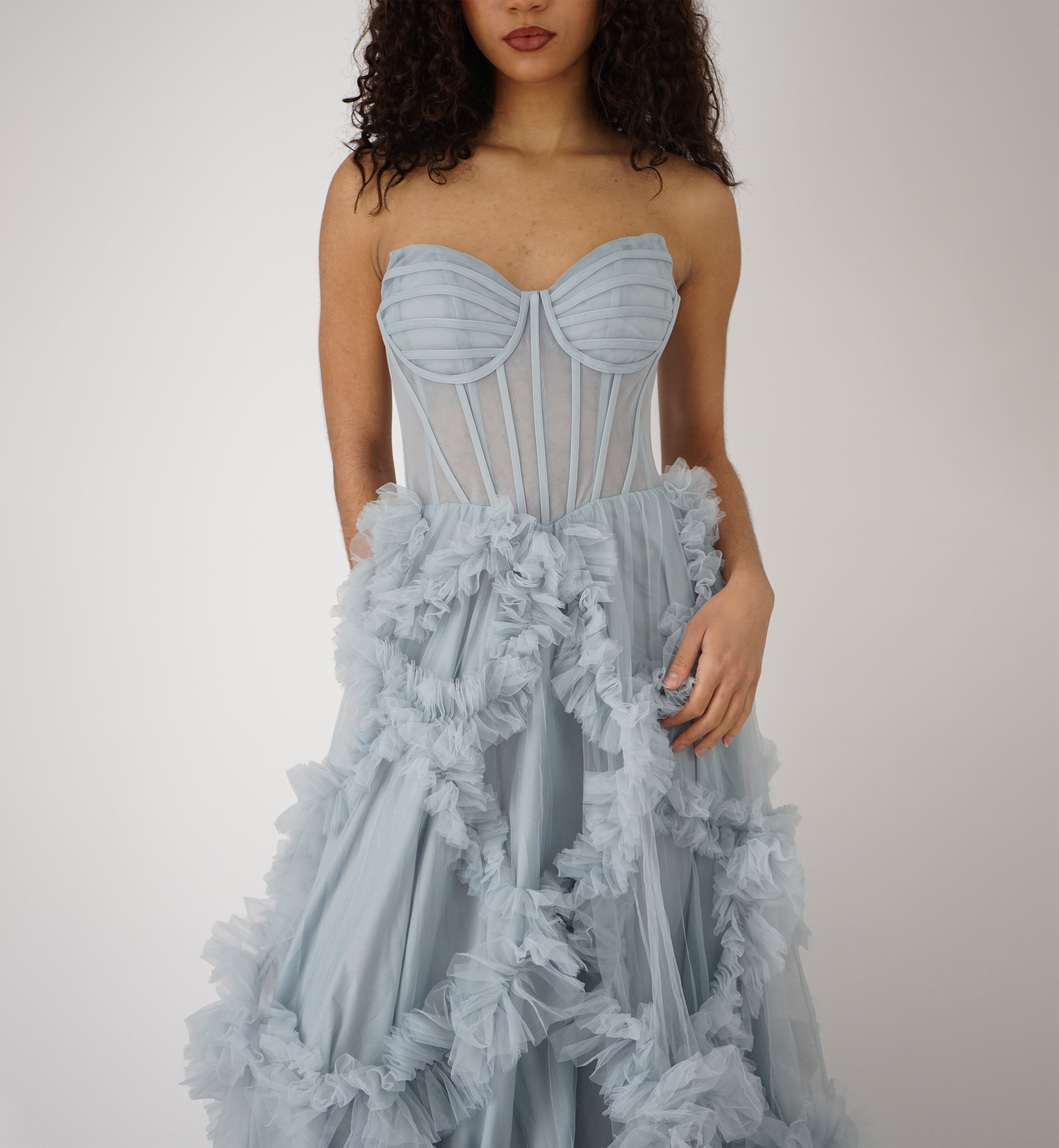 Longue Robe Corset Bleue