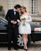 Robe de Mariée Courte Manches Longues