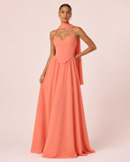 Amalia - Robe corset à jupe fluide corail