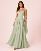 Amalia - Robe corset à jupe fluide vert sauge